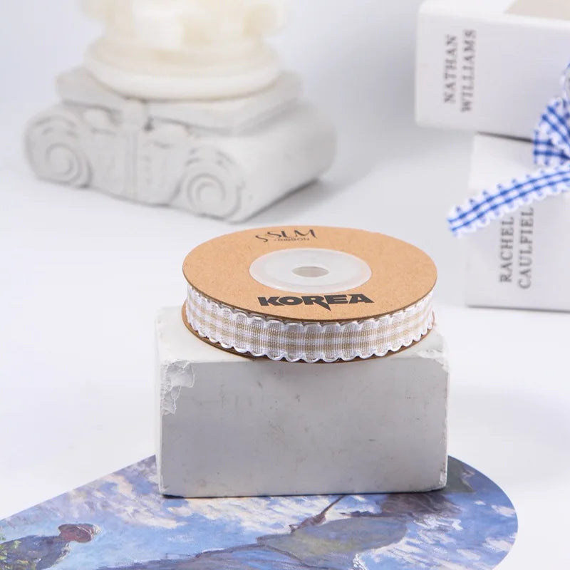 Kewgarden 10mm 25mm 38mm 1" 1.5" Plaid Ribbon DIY Hair Bows Accessories Clothing Sewing Materials Handmade Tape Crafts 10 Yards