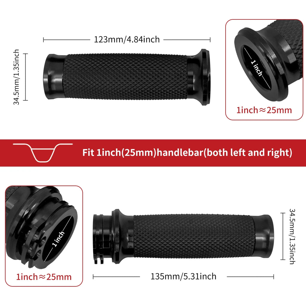 Motorcycle Black/Chrome 1"25mm Handle Bar Hand Grips For Harley Sportster 883 1200 XL Touring Street Glide Dyna Softail VRSC