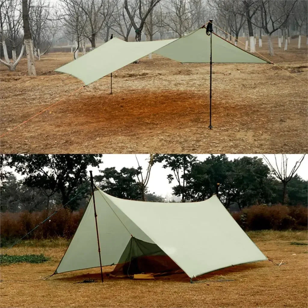 450g 20D Two-Sided Silicone Coated Nylon Tarp Ultralight Sun Shelter Beach Tent Pergola Awning Canopy Rainfly Camping Sunshelter