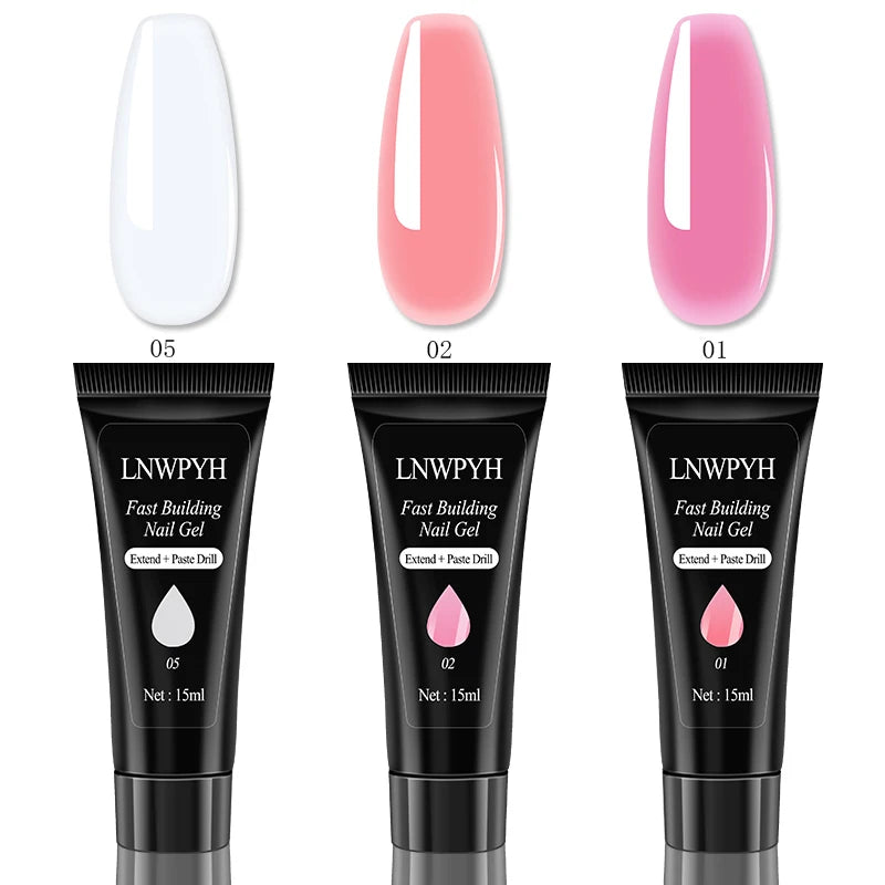 Nail Extension Gel Kit with Slip Solution, UV Builder Gel Nail Art Manicure Set, Style ZYD41