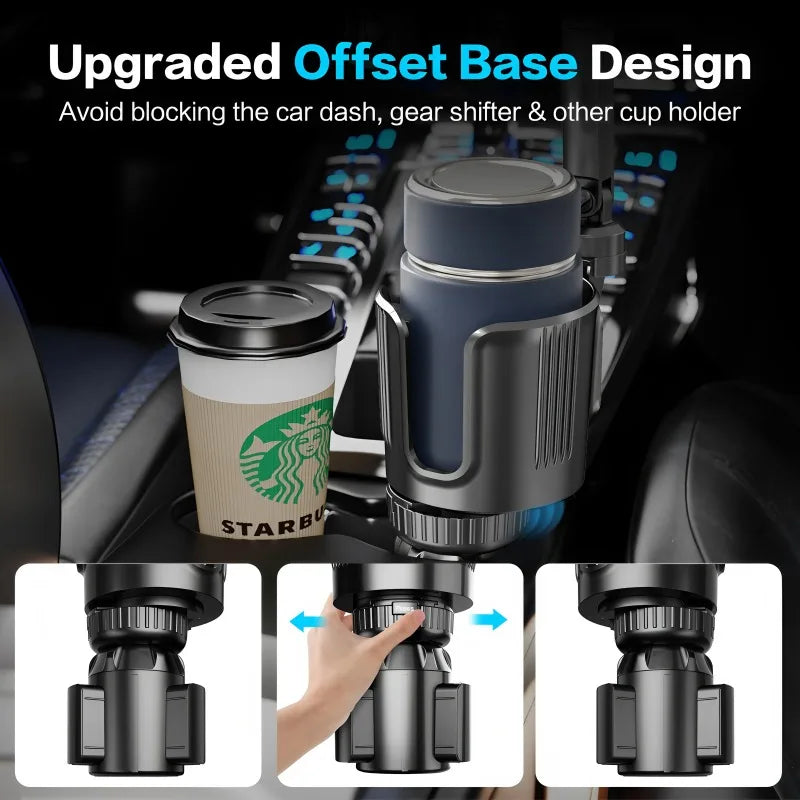 2-in-1 Universal Car Cup Phone Holder  Adjustable Long Arm with 360° Rotation Fits All Smartphones Perfect for Cars & SUVs