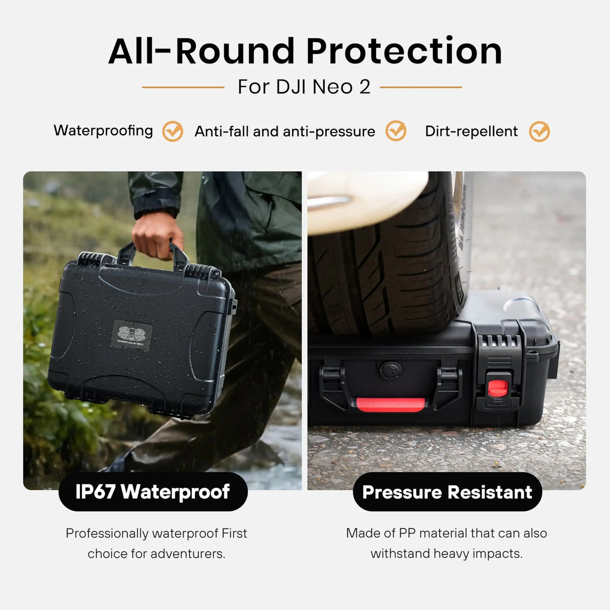 Neo 2 Case, Waterproof Hard Shell Carry Case for DJI Neo 2 Fly More Combo Accessories for RC-N/RC2 Controller [Case Only]