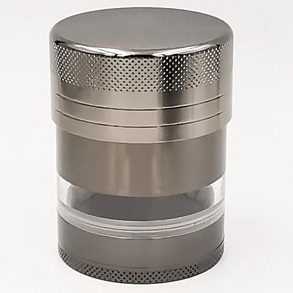 New 55MM Toothless Manual Metal Herb Grinder Spice Crusher Large-capacity Portable Toothless Design Transparent Screen Catcher