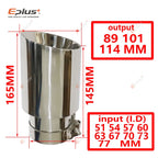 Stainless Steel Exhaust Muffler Tip Beveled Silver Universal 51-77mm Inlet, 89-114mm Outlet