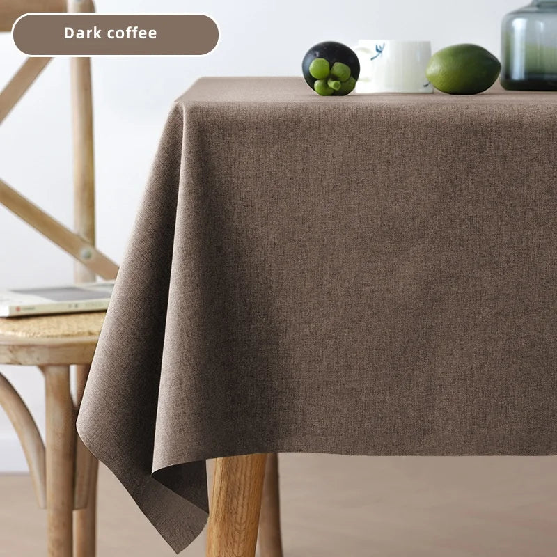 Rectangular Tablecloth Cotton And Linen Tablecloth Waterproof Oil-Proof Solid Color Cover Towel Home Dining Table Decoration