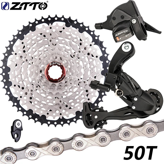 ZTTO MTB 9 Speed Set 1X9 Shifter Rear Derailleur 9V 50T Cassette K7 Sprocket Parts For m370 m430 m590 DEORE Single Crank System