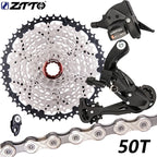 ZTTO MTB 9 Speed Set 1X9 Shifter Rear Derailleur 9V 50T Cassette K7 Sprocket Parts For m370 m430 m590 DEORE Single Crank System