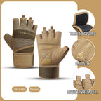 Half Finger Cycling & Gym Training Gloves Anti-Slip Grip, Black/Brown, Sizes M-XL