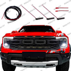 For Aftermarket Raptor Grille 3Pcs Amber White LED Light Pickup Grille Light DIY LED Light Fit For FORD RANGER RAPTOR 2023-2025+