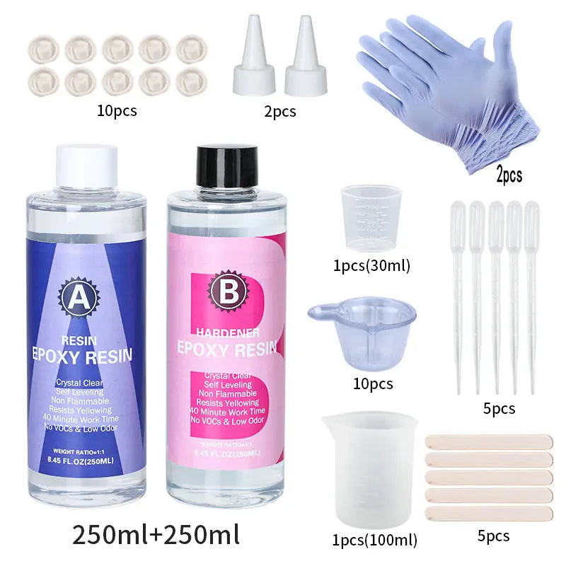 Clear Epoxy Resin Kit 1:1 High Gloss Bubble Free for Casting & Coating, 50-500ml
