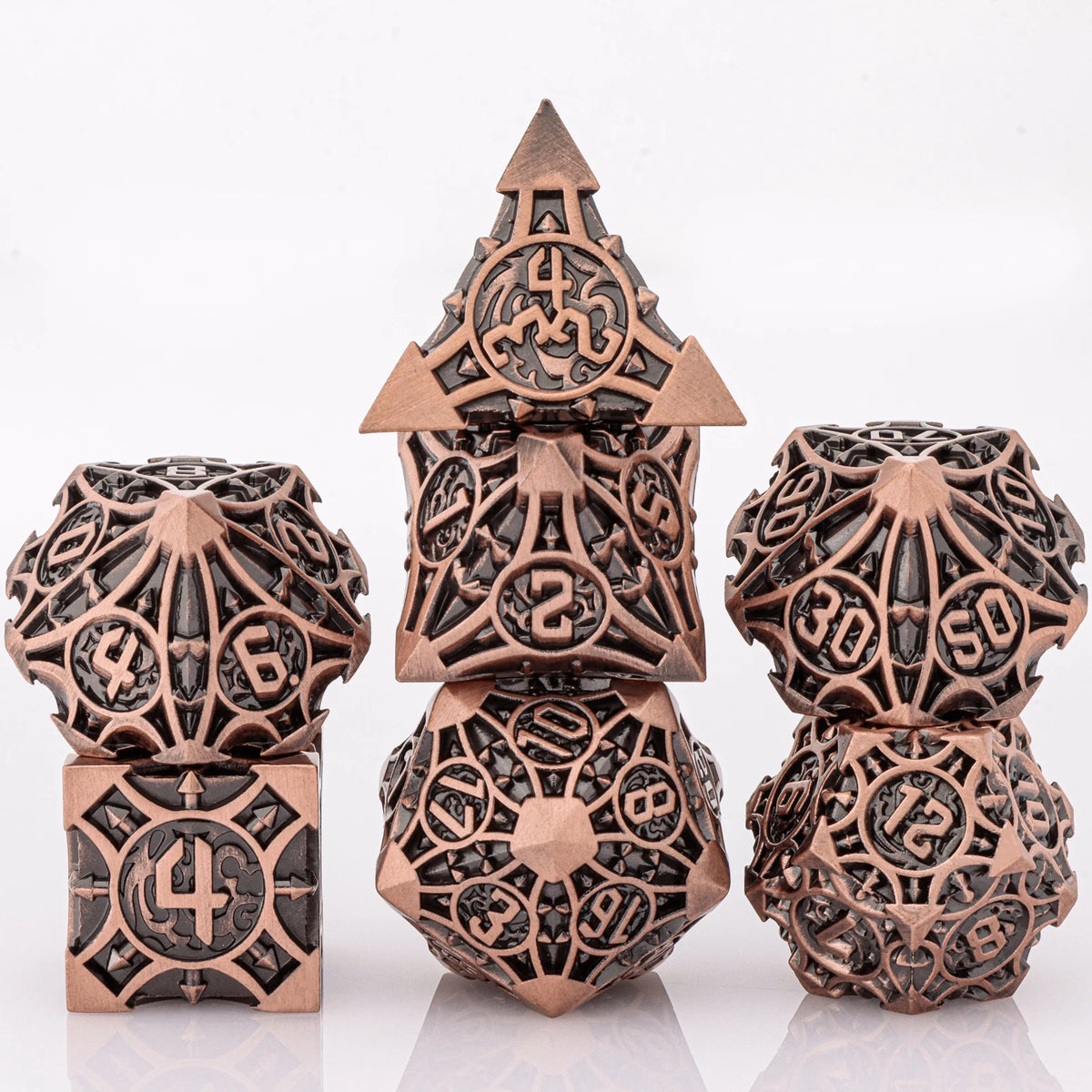 DnD Skull&Dragon Metal Dice Set, Metal Sharp Edge Dice for Dungeons and Dragons, Polyhedral Dice for Table Games, Dnd Metal Dice
