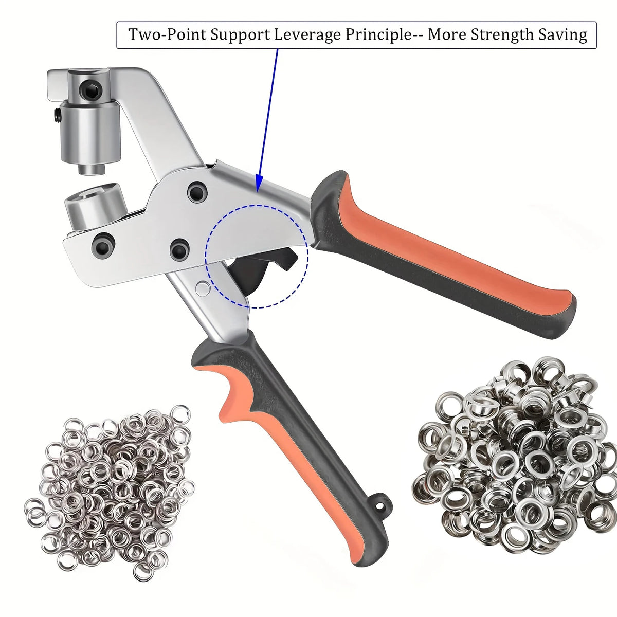 Grommet Tool Kit Handheld Hole Punch Pliers Portable Grommet Hand Press Machine Manual Puncher w/ Silver Grommets of 10mm