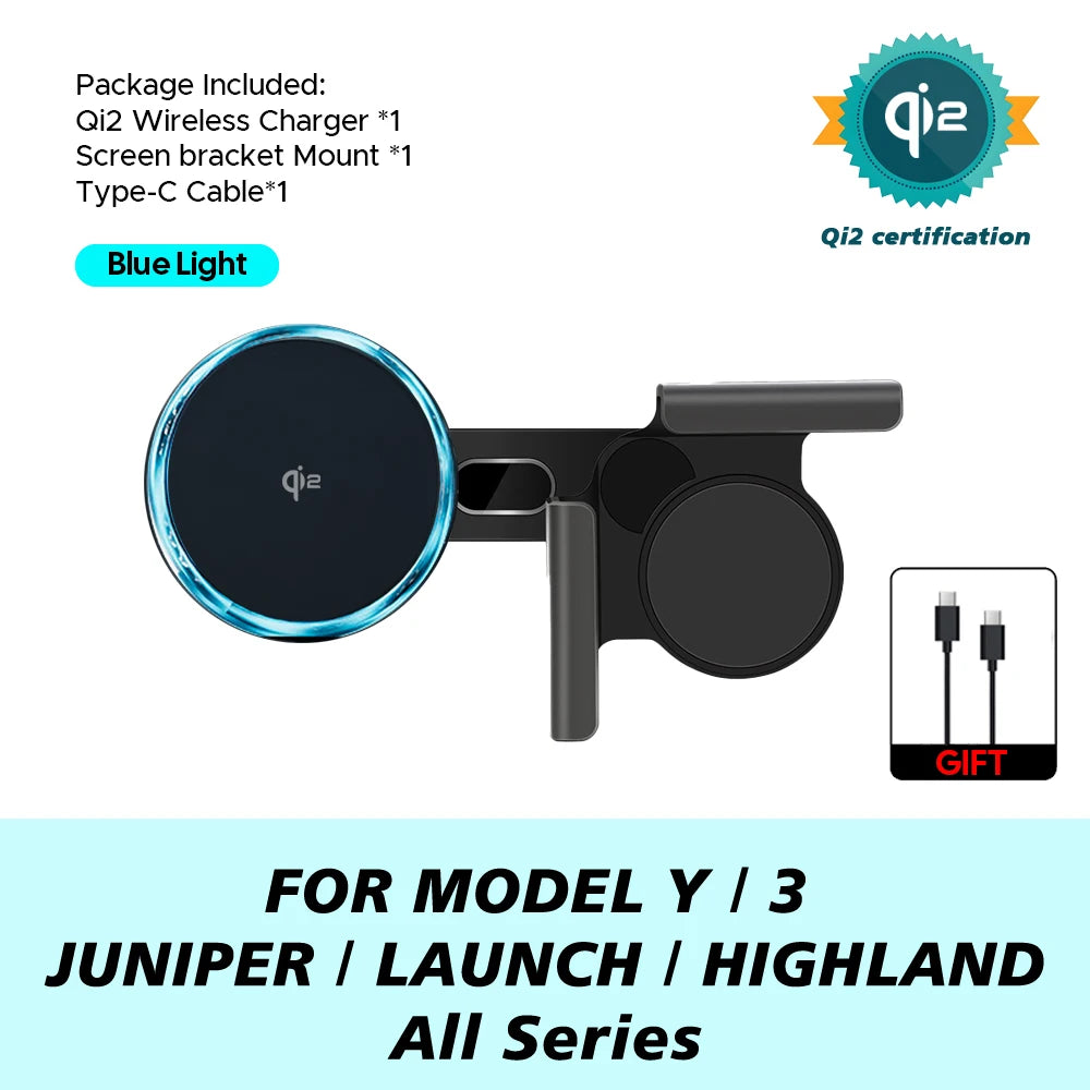 Car Phone Mount Holder 15W Compatible with MagSafe Magnetic Wireless Charger for Tesla Model Y Launch 2026 Model 3 HIGHLAND BYD