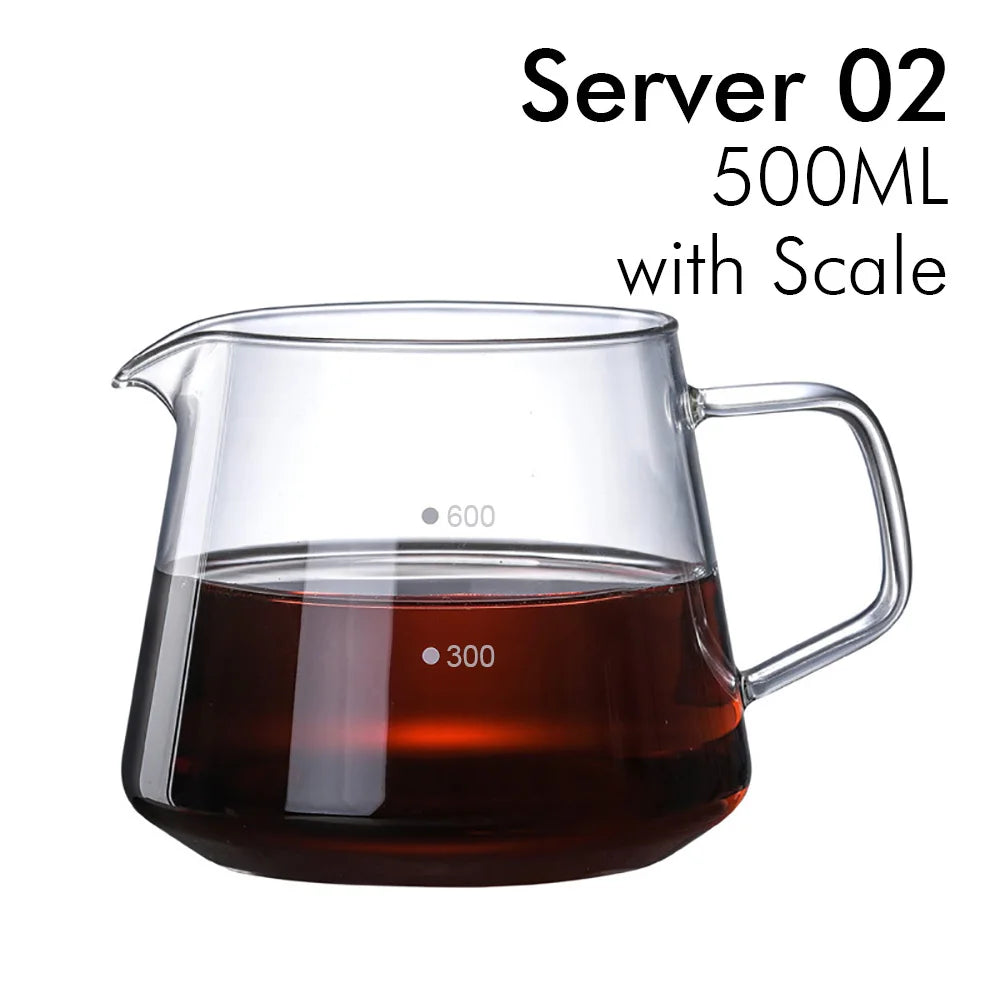 Glass Pour Over Coffee Server with Dot Scale Brewed Coffee Sharing Pot 300ml 600ml Heat Resistant Hand Made Drip Coffee Pot