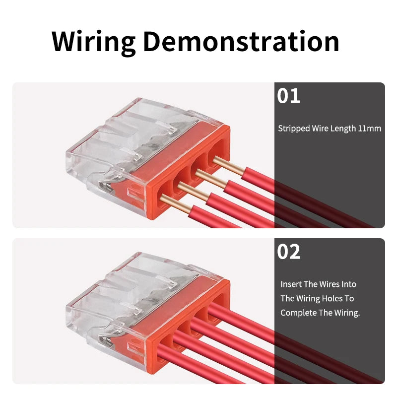 50Pcs Mini Quick Wire Connectors 2/3/4/5/6/8 Ports Terminal Block Hard Stainless Easy Electric Quick Push-In Light House Wiring
