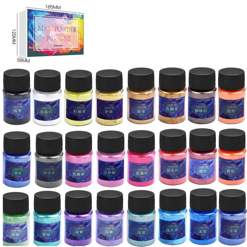 6/24/30Colors Epoxy Resin Dye Mica Powder Powdered Pigments Set Resin Mica Pearlescent Resin Pearl Natural Micas Colorants Resin