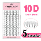 5pcs/Lot CoMango Short Stem Premade Fans Russian Volume Lashes Tray Premium Eyelash Extensions Supplies for Eye Beauty Makeup