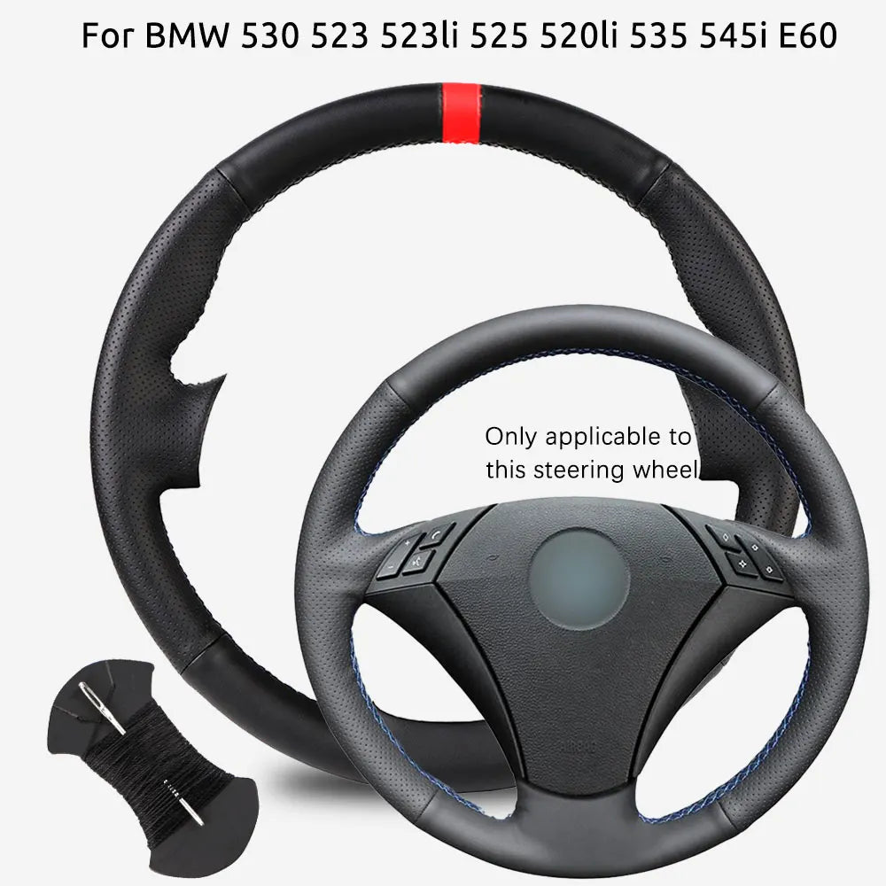 Custom Fit  Microfiber Leather Car Steering Wheel Cover For BMW 530 523 523li 525 520li 535 545i E60 Car Steering Protector