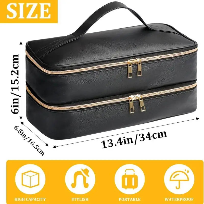Double-Layer Waterproof Hair Dryer Case Large Capacity Portable Travel Bag For Curling Rod Curler Hair Styling Tools Storage