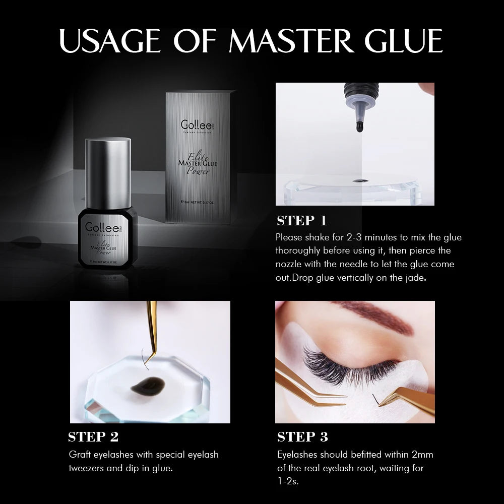Gollee Fast drying 0.5s Eyelash Extension Glue Waterproof Eyelash Adhesive Lashes Supplies Strong Glues For Salon Makeup Beauty