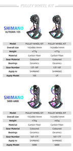 CYCLAMI UT Bicycle Ceramic Bearing Carbon Fiber Jockey Pulley Wheel Set Rear Derailleurs Guide Wheel 11 Speed Support SHIMANO
