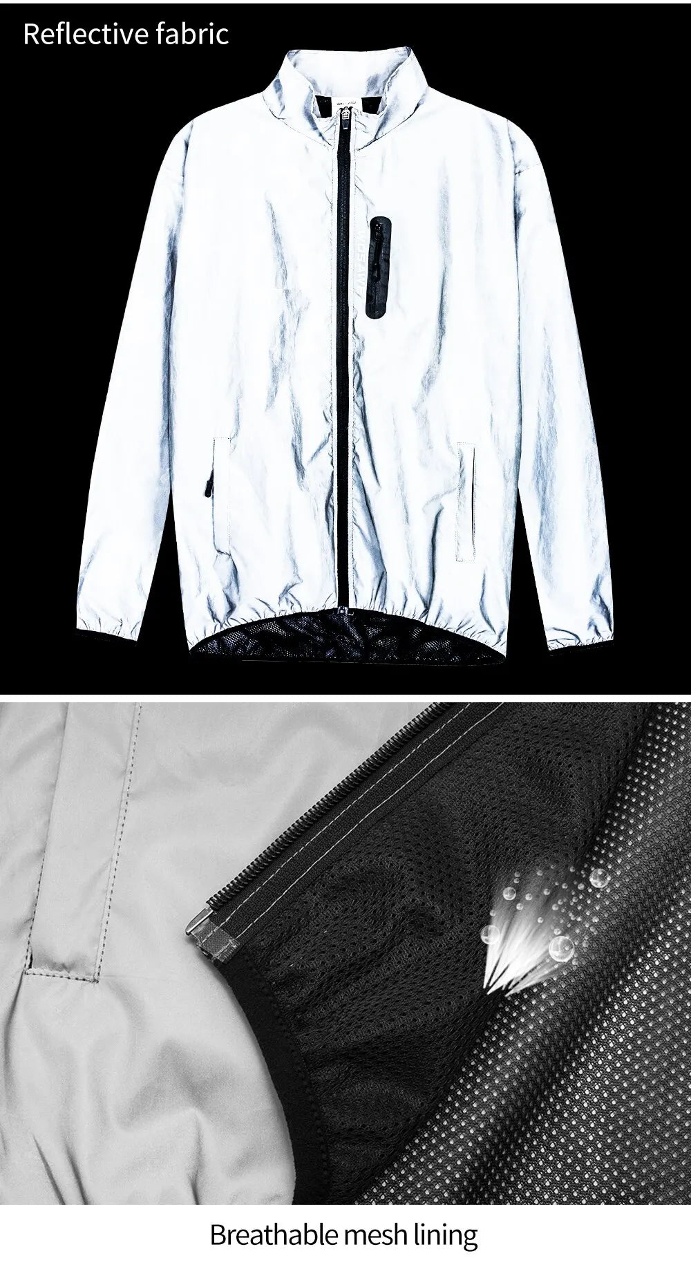 WOSAWE Full Reflective Cycling Jacket Winter Autumn Bicycle Windbreaker Bike Soft Windproof Waterproof Running Jacket Men's Coat