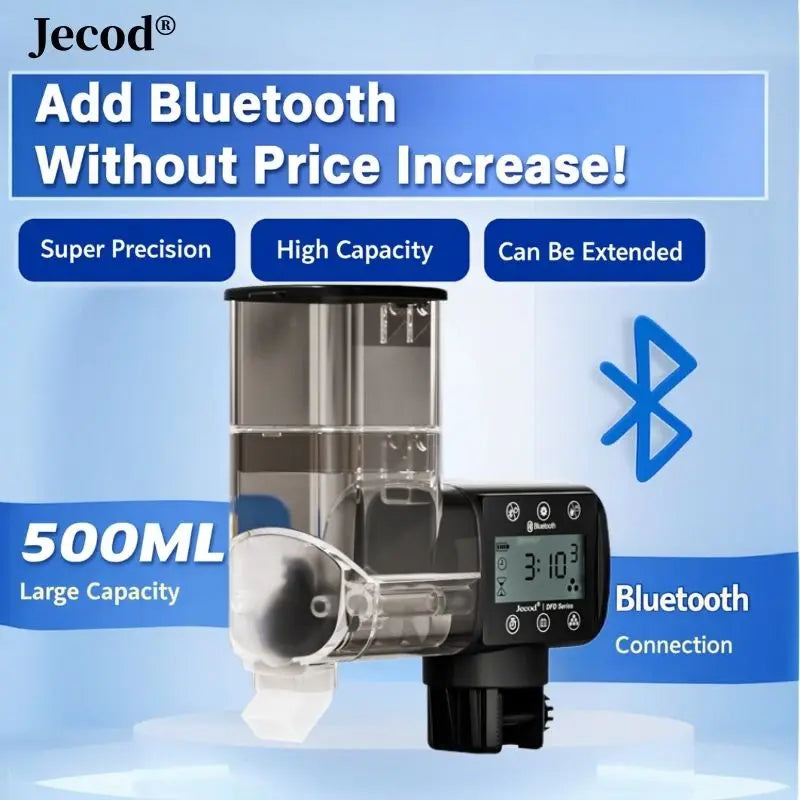 Jebao DFD Bluetooth Smart Feeder with APP Control, 2024 Automatic Aquarium Fish Feeder Timer, Battery/USB Powered for Ornamental