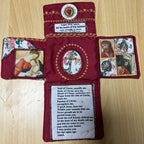 Handcrafted Pocket Shrine with Cross Included Inside,Faith Cross-Shaped Fabric Pouch Sewing Pocket with Saint Images Prayers ﻿