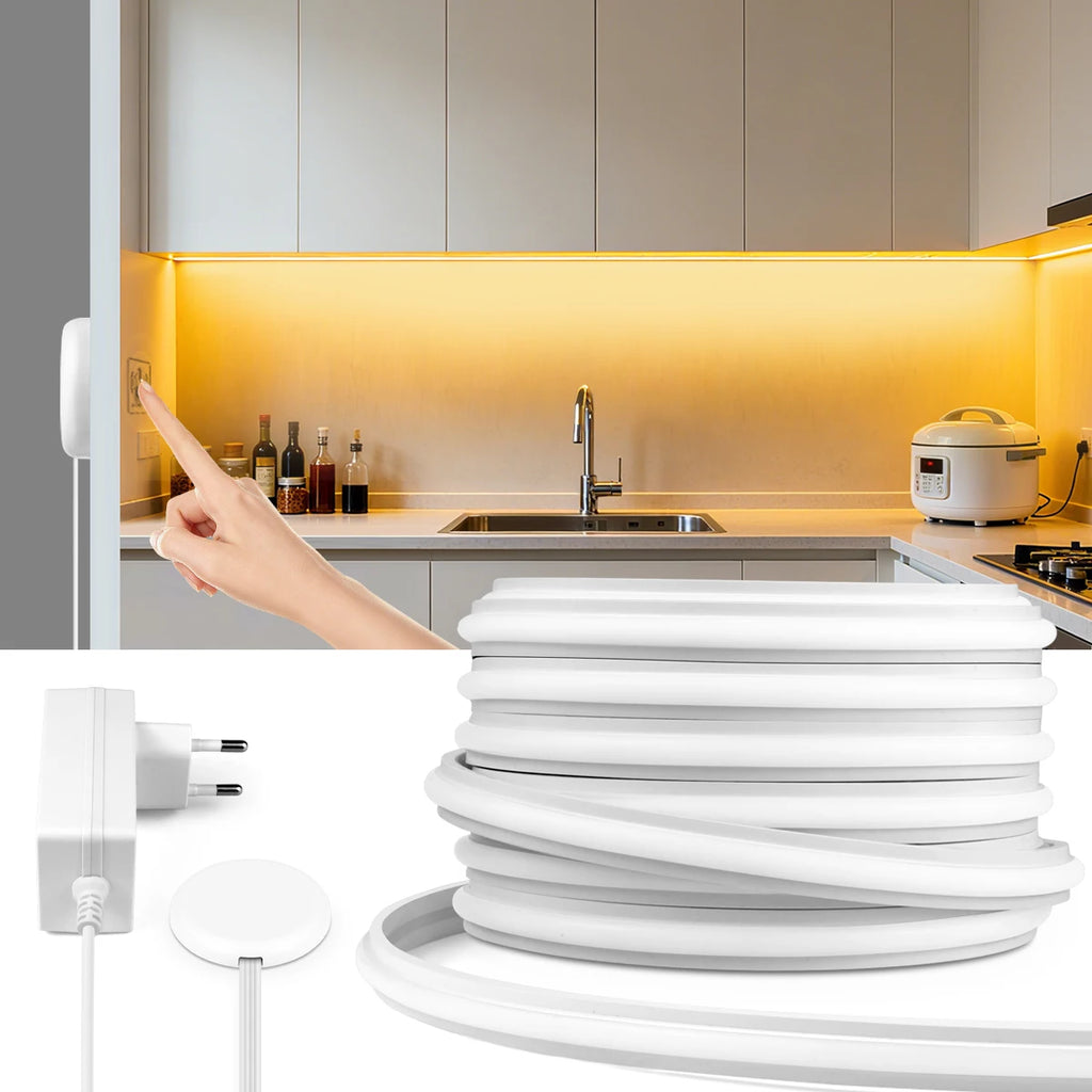 Self-Adhesive COB LED Under Cabinet Lamp Kitchen Light Touch Dimmable Silica Gel Neon Lights Tape 2m 3m 5m 10m Decor Lighting