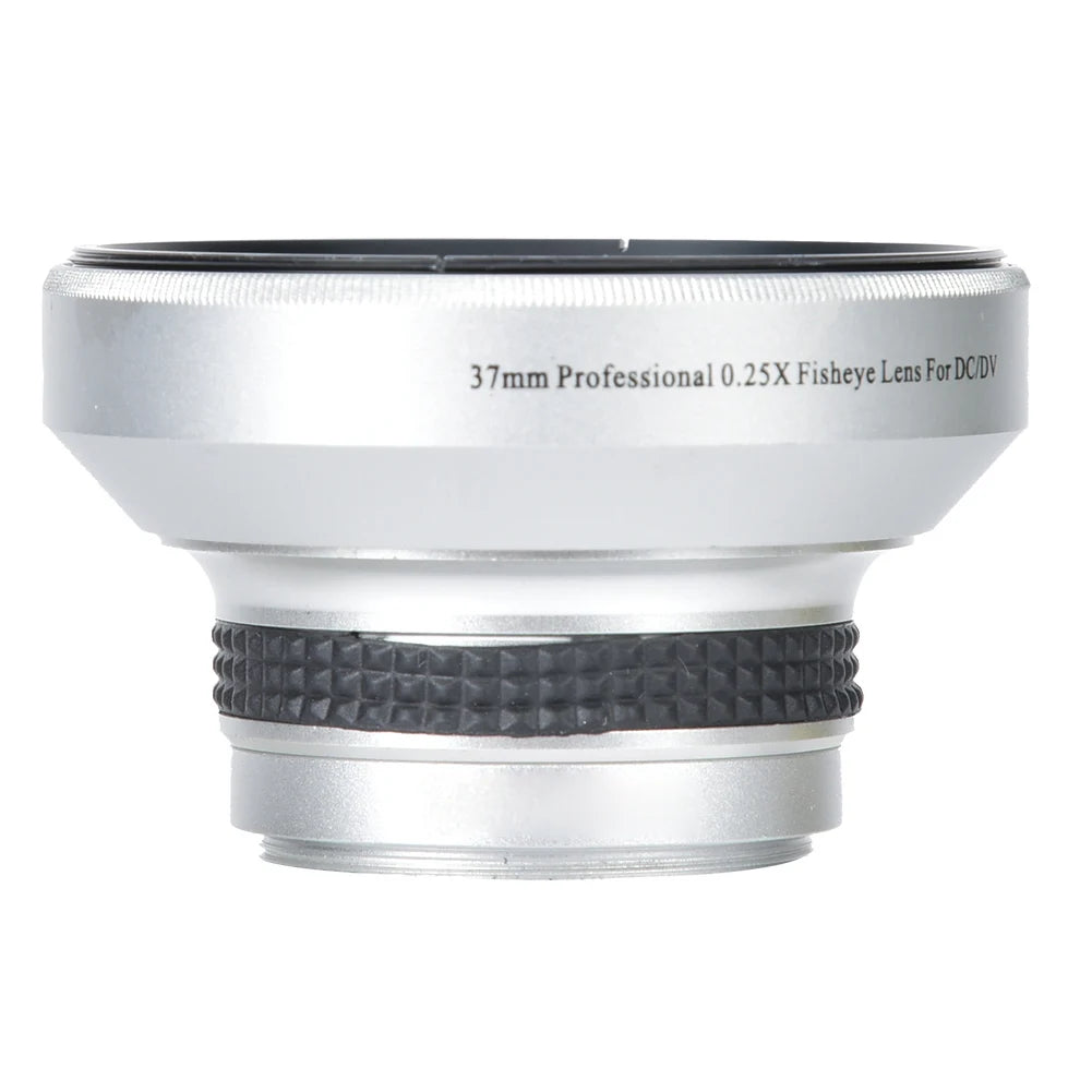 0.25x Fisheye Lens 37mm Thread Waterproof Silver Camera Lens Attachment
