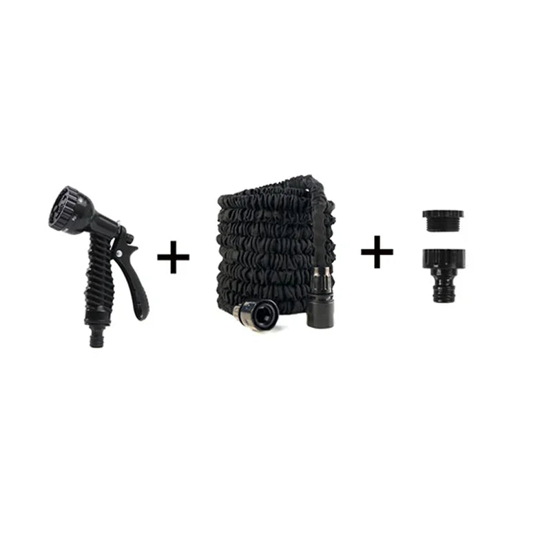 Expandable Garden Hose with Spray Nozzle 1/2in, 25ft-100ft, Black/Blue/Green