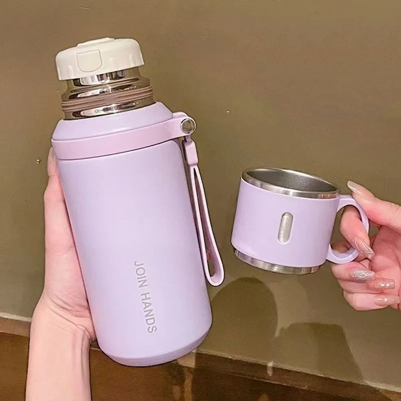 JUSTINLAU Spot Goods 600/800ML Thermos Cup Vacuum Flasks with Tea Strainer Stainless Steel Portable Travel Thermal Water Bottles