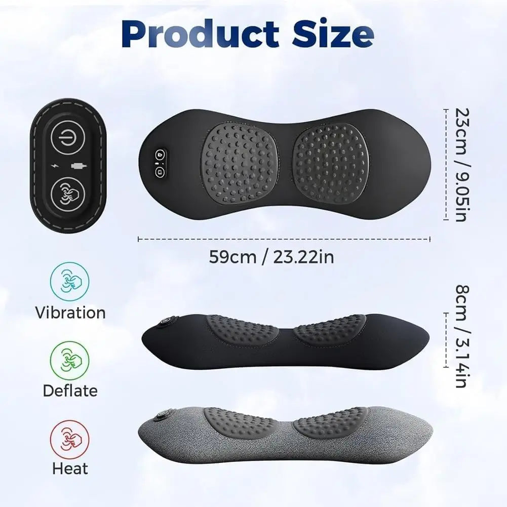 3-in-1 Lower Back Massager Pillow with Heat & Vibration, Dark Gray