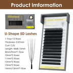 SEEDEW 5Cases/Lot U-Shaped 5D Eyelashes Extensions Natural Soft 5D U Lashes Premium Mink False Eyelashes