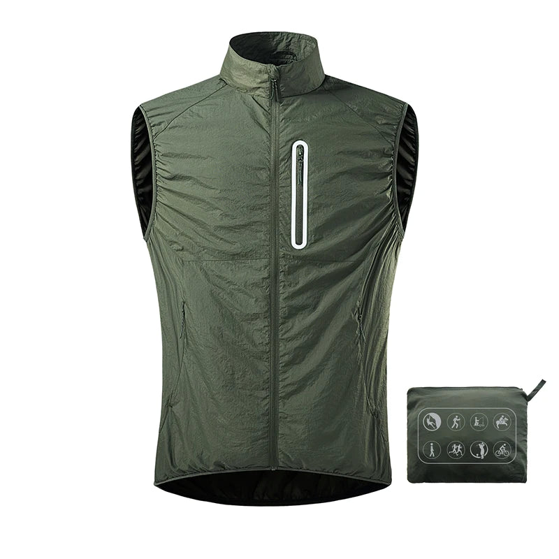 JNLN Unisex Waterproof Running Hiking Vest Sleeveless Packable Jacket Black Green Gray