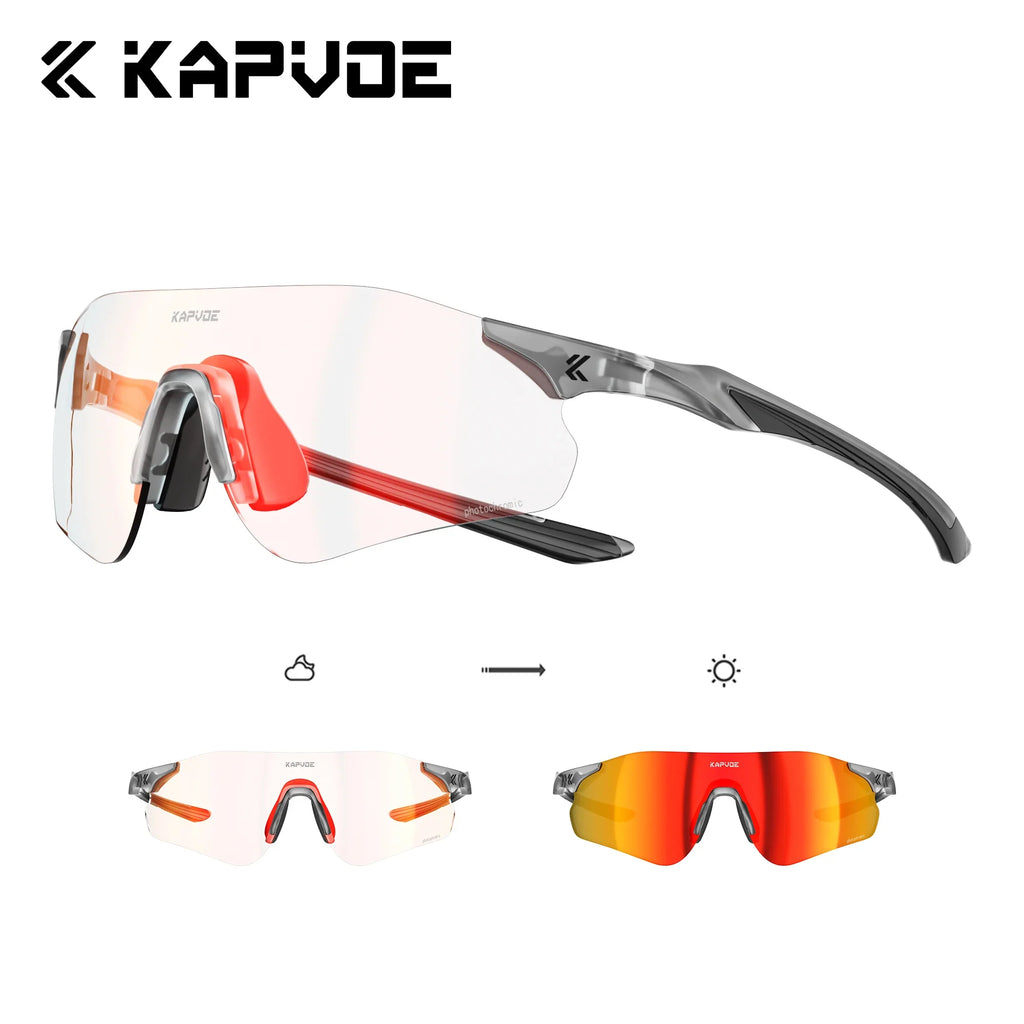 Kapvoe New Cycling Photochromic Glasses Men Women Road Bicycle Sunglasses UV400 Sports Riding Eyewear Outdoor Running Goggles