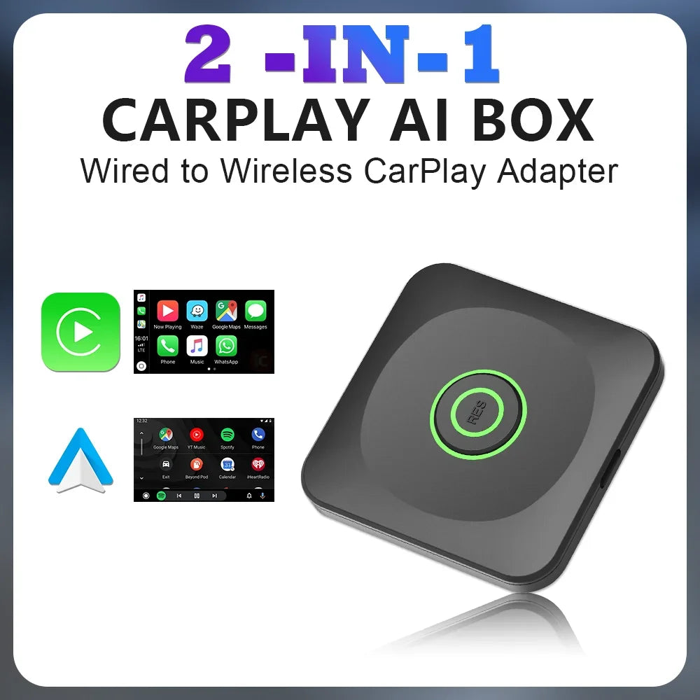 2 in1 Wired to Wireless CarPlay Android Auto Adapter for OEM Car Stereo With USB Dongle Smart Mini Box Plug and Play Bluetooth