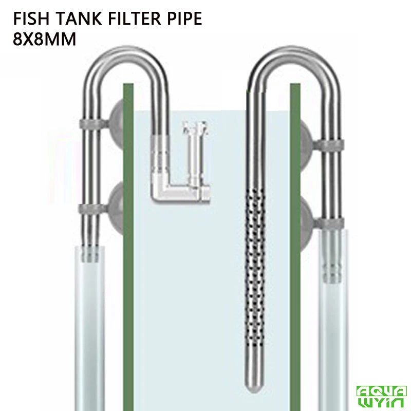 8MM Aquarium mini filter filter tube stainless steel anti fish and shrimp inlet and outlet oil film filter fish tank supplies
