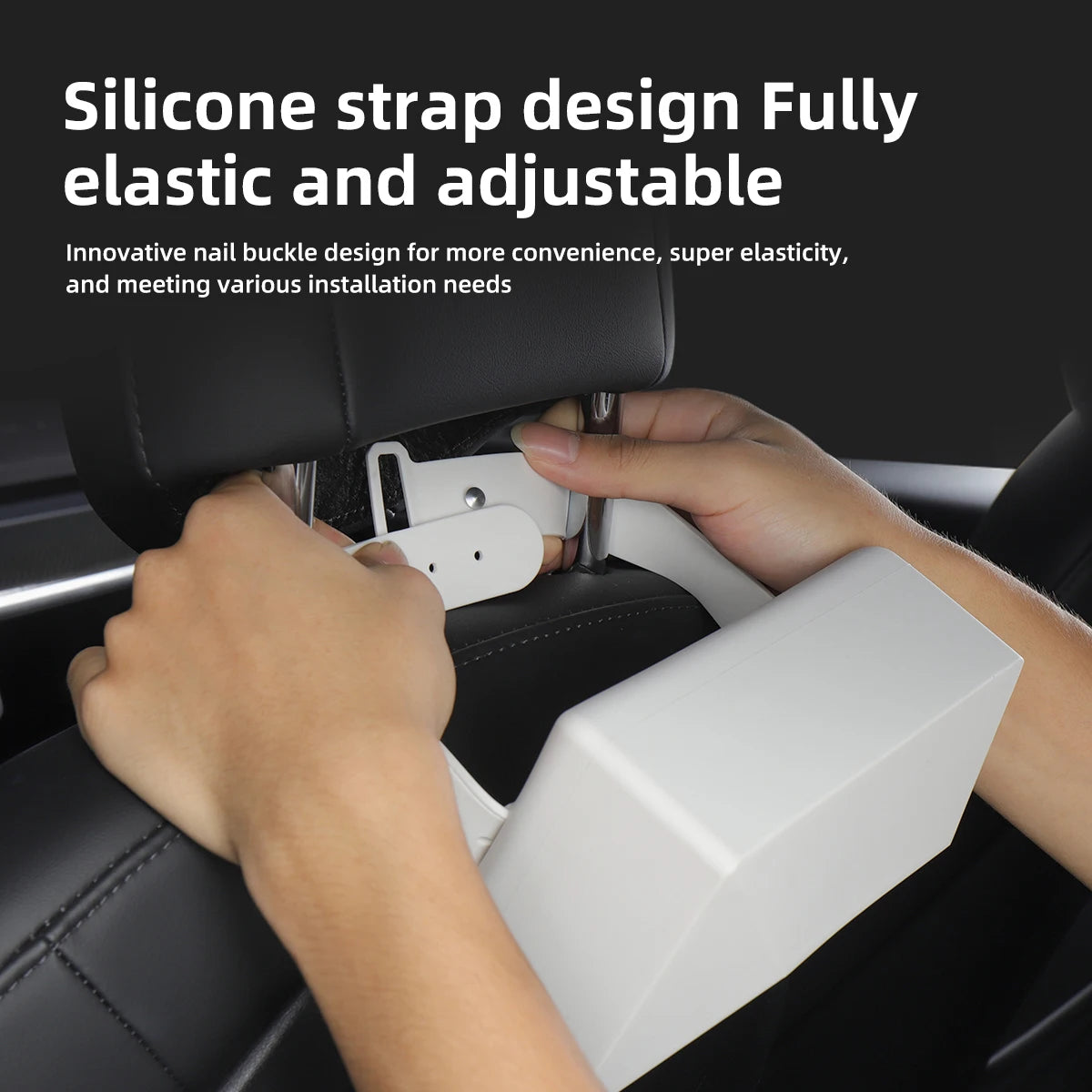 LUCKEASY Car Tissue Box Holder Seat Back Hanging Silicone w/ Strap for Tesla Model 3/Y/X/S