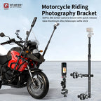 Motorcycle Action Camera Mount Kit Aluminum Anti-Theft Clamp + Extendable Selfie Stick