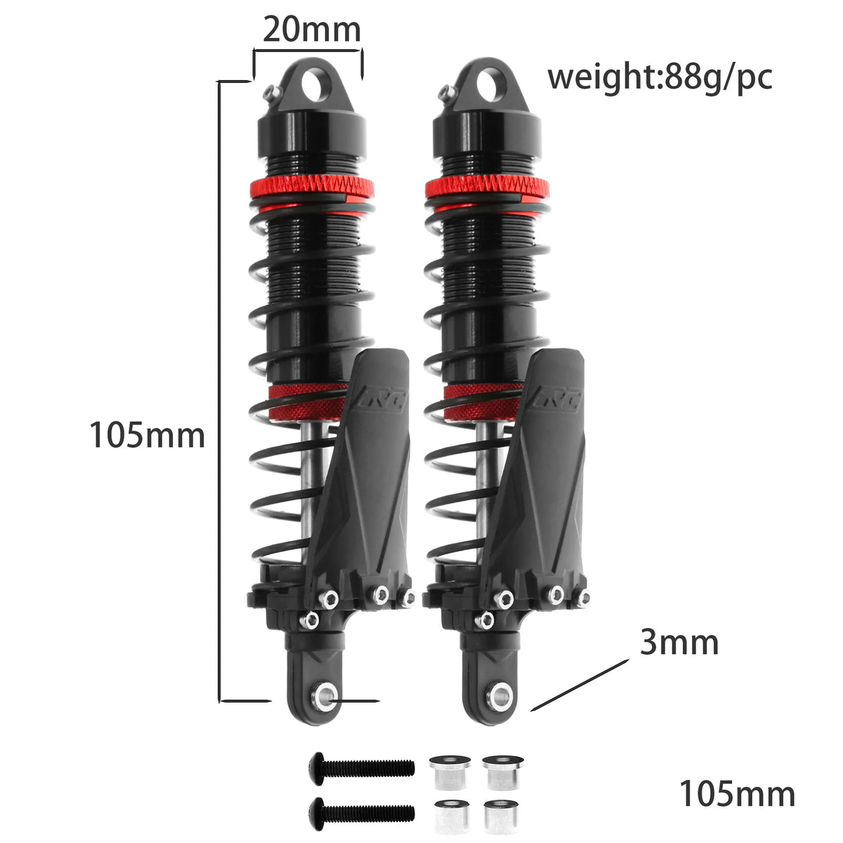 RS Aluminum Shock Absorber 90/95/105/115mm Damper For 1/10 RC Crawler Car  Flying God Short Card Big Foot Car Model Car Upgrade