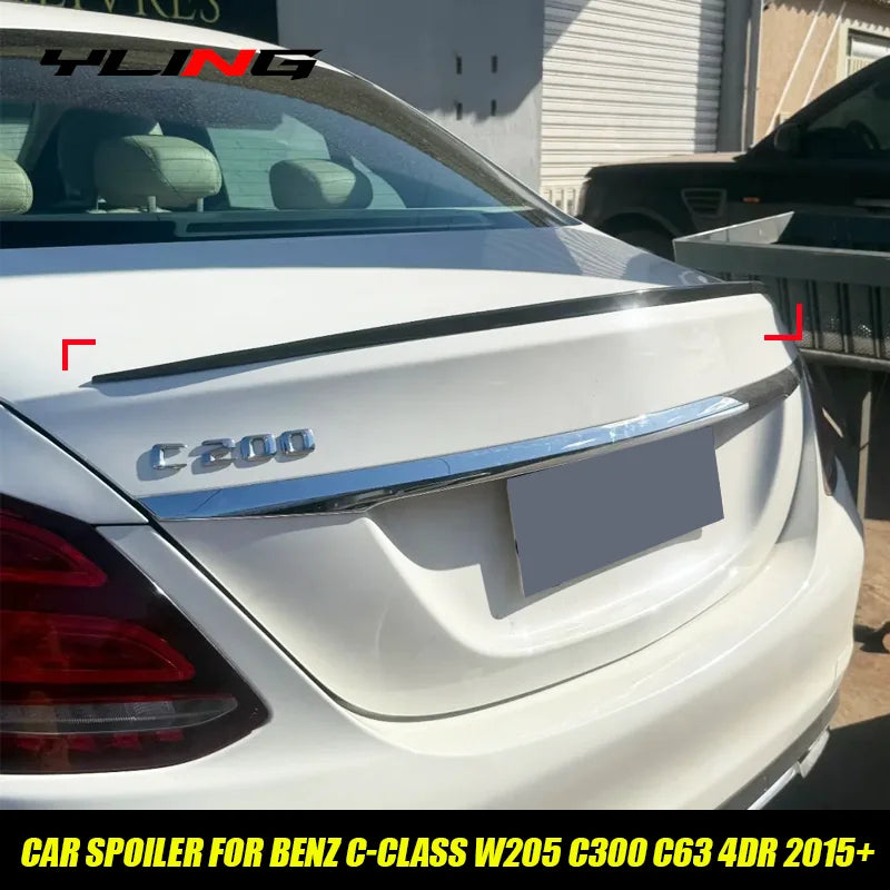For Mercedes Benz Accessories C-Class W205 AMG 2015+ C43 C63 C200 C250 C300 C400 Car Rear Trunk Spoiler Lip Trim Gloss Black Rub