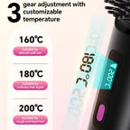 Rechargeable Hair Straightener Brush, Ionic Straightening Comb - 20s Fast Heating, 3 Temp Settings & LED Display for Home Salon
