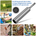 SDS Plus Ground Rod Driver for Rotary Hammer Drill Tools 19/21/25/35mm Hardened Steel  Earth Stake Hammer Drill Grounding Rod