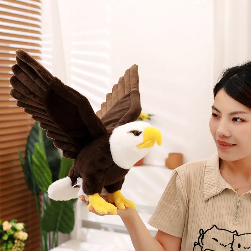 Simulation Bald Eagles Birds Plush Stuffed Toys Funny Seagull Animal Cartoon Doll Soft Feathers Toy House Decor Birthday Gift