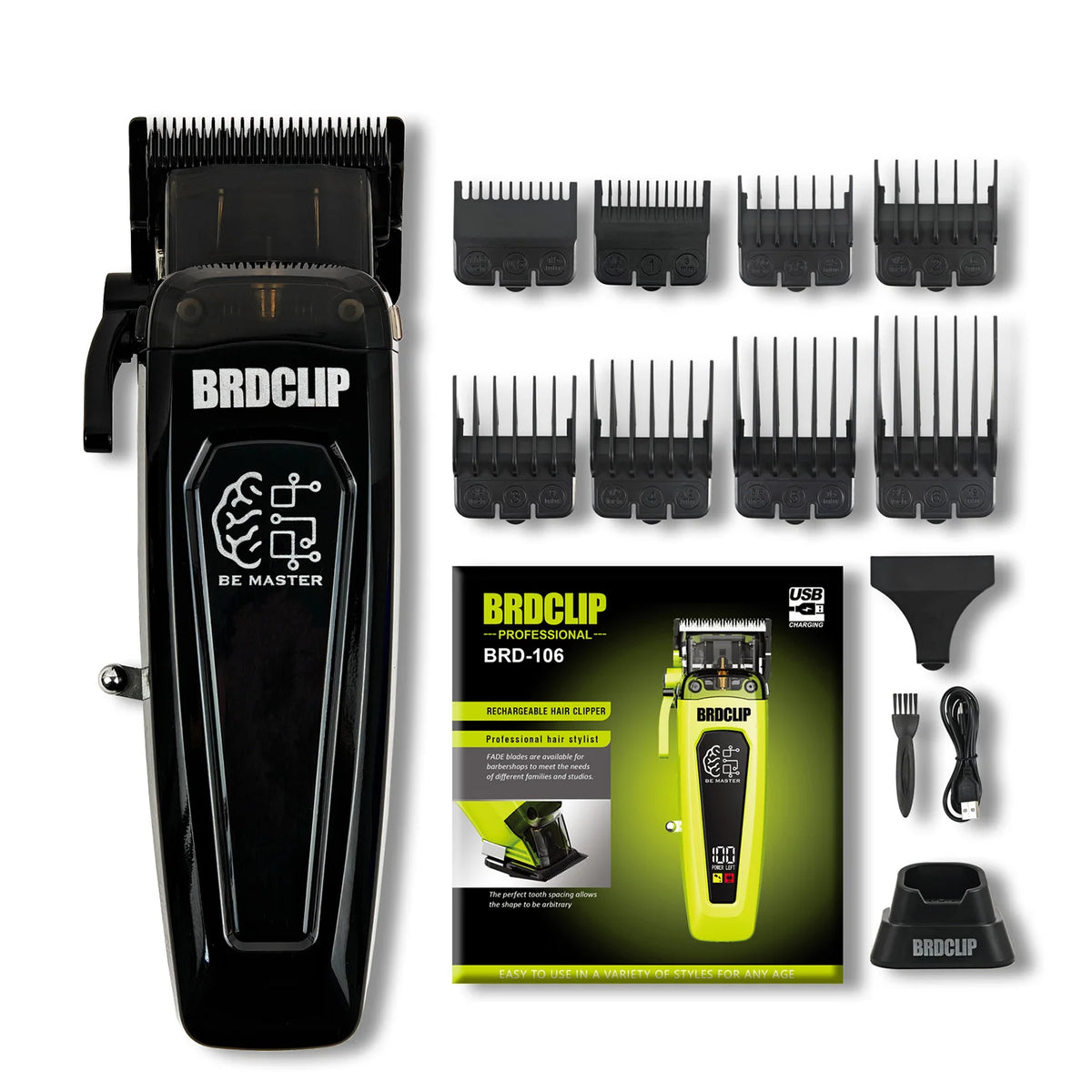 BRDCLIP Professional Electric Hair Clipper BRD 106 Hair Trimmer for Man 7500RPM with Base 5-adjusted DLC Blade Barber Machine