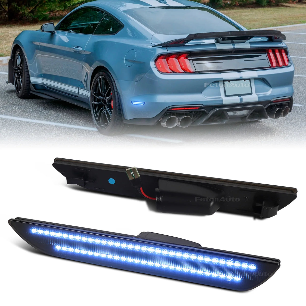 Dynamic Scan Rear Side Marker Light Indicator LED Fender  Lamp for Ford Mustang 2015 2016 2017 2018 2019 2020 2021 2022 2023