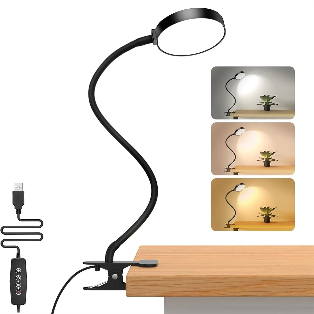 Desk Lamps LED Book Light USB Rechargeable Reading Light Warm Cool White Daylight Portable Flexible Easy Clip Night Reading Lamp
