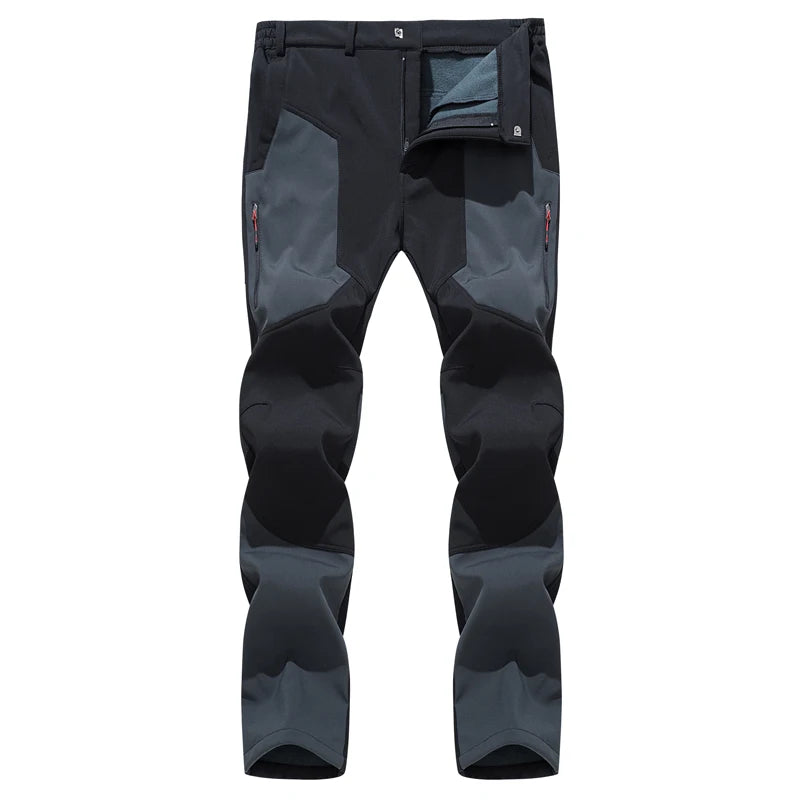 Fanuocetar Mens Hiking Pants Winter Warm Fleece SoftShell Waterproof Windproof Outdoor Ski Trekking Climbing Thick Rain Trousers