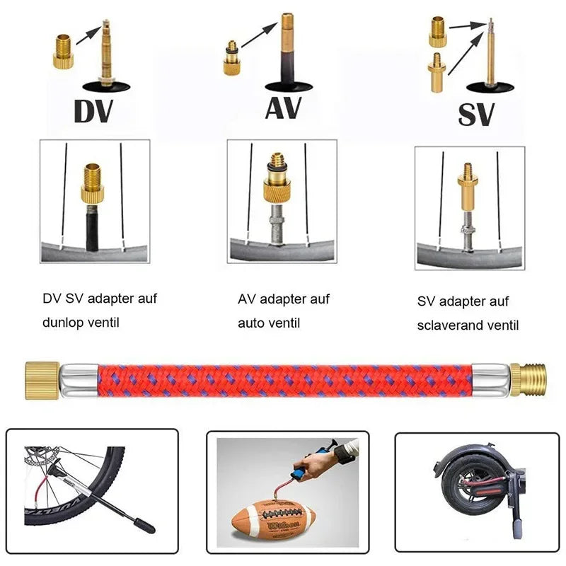 21/30Pcs Bicycle Tire Inflator Tube Needle & Air Hose Adapter Kit - Pump Connectors for Bike Repair & Basketball Valves
